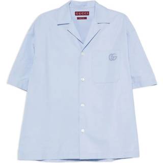Gucci Double G cotton poplin bowling shirt - blue - EU 38