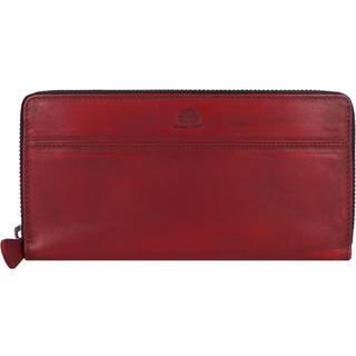 Geldbörse Leder 19x10cm mit Reißverschluss Langbörse "Destressed" deep red
