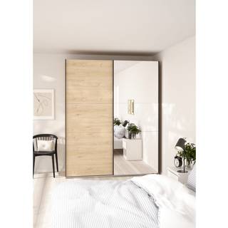 Como Garderobeskab 1 skydelåge +1 Skydelåge med spejl 180 x 220 cm - Jackson Hickory