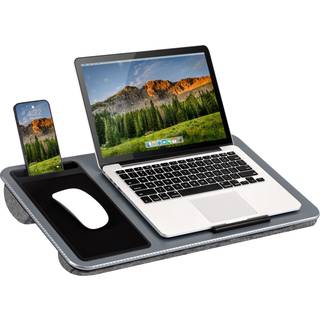 Lapgear Home Office Lap Desk - Venstreh?ndet - Med Mouse Pad Enhedsafsats og telefonholder - S?lvkulstof - Passer op til 15,6 tommer b?rbare comp