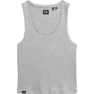 Superdry Superdry Grey Vintage Lace Trim Vest Top