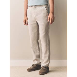 Next Stone Regular Tapered Fit 100% Linen Signature Elasticated Waist Drawstring Trousers