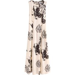 Next Cream and Black Floral Print Sleeveless Column A-Line Maxi Dress