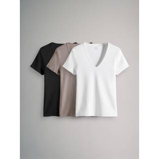 The Set The Set 3 Pack Ribbet V-hals Kortærmet T-shirt