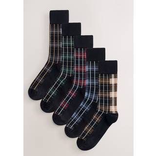 Next Black/Blue/Brown Check Pattern Smart Socks 5 Pack