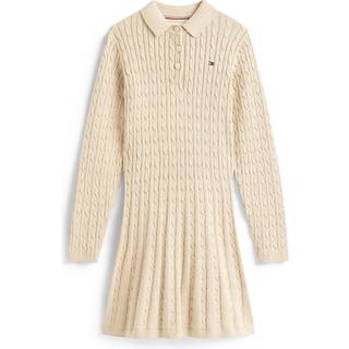 Tommy Hilfiger Tommy Hilfiger Cream Cable Knit Polo Collar Jumper Dress - 116cm (6 Years)