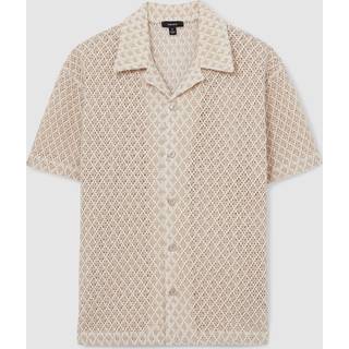 Reiss Reiss Sterling Geometrisk Hæklet Skjorte med Cubansk Krave - medium