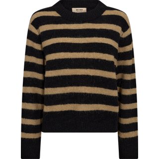 Thora Stripe Crewneck Striktrøje, Grey Melange, S