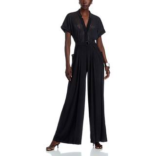 Norma Kamali Geralyn striped semi-sheer jumpsuit - black - XS