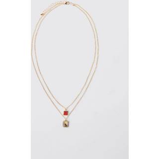 Mens Gold Multi Layered Gem Necklace