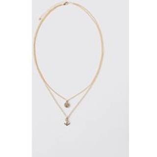 Mens Gold Multi Preppy Charm Layered Necklace