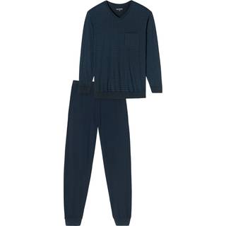 Schiesser Comfort Essentials V-Neck Long Pyjamas - Darkblue - X-Large
