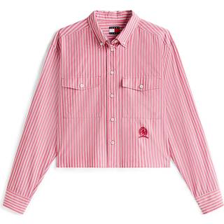 Crest Embroidery Relaxed Fit Cropped Shirt