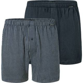 Schiesser 2-pak Long Boxershorts - Blue Pattern - 4XL