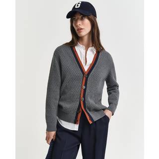 GANT Dame Tekstureret kontrastfarvet cardigan af bomuld (XS)