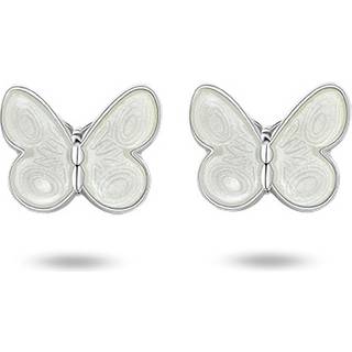 Pia & Per børne sommerfugleørestikker i sølv, hvid