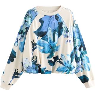 Next Floral Blue Kew Garden Puff Ball Balloon Bubble Hem Crewneck Sweatshirt
