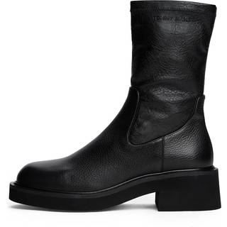 Leather Debossed Logo Mid Boots