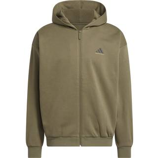 adidas basketball hættetrøje med fuld lynlås (kønsneutral) - Olive Strata - M