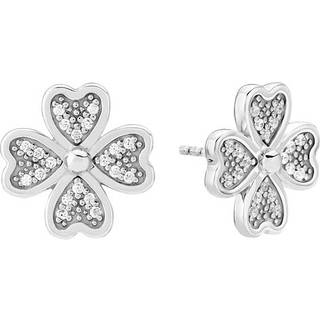 Lund Copenhagen firkløver øreringe i sølv med cubic zirkonia -12 mm
