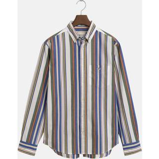 GANT Herre Regular fit flerstribet klassisk poplin-skjorte (L) Flerfarvet