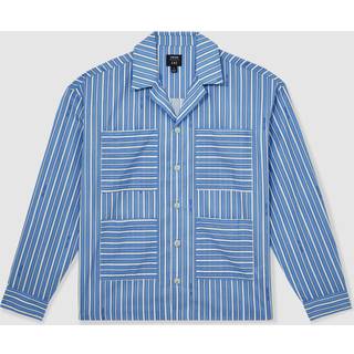 Reiss Reiss Bright Blue/White Fonta Reiss Ché Poplin Stripe Pocket Shirt - xlarge