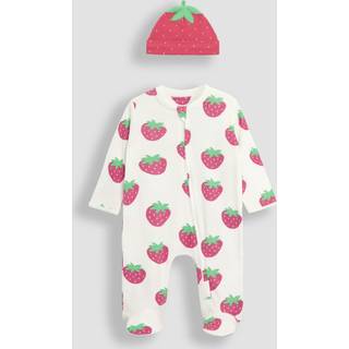 Jojo Maman Bébé JoJo Maman Bébé White 2-Pack Strawberry Sleepsuit & Hat Set