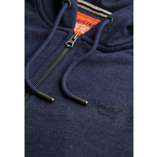 Superdry Superdry Chambray Blue Essential Logo Half Brushed Zip Hoodie
