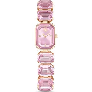 Uhr, Armband im Oktagon-Schliff, Rosa, Roségoldfarbenes Finish