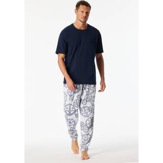 Schiesser Mix and Relax Men Short Sleeve Shirt - Navy-2 - X-Large