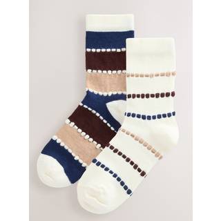 Next Berry/Navy Stripe Tuckstitch Ankle Socks 2 Pack