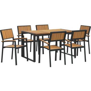 7 Personers Have Spisesæt Solid Træ Akacietræ og Metal