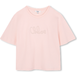 ChloÃ© Kids Logo cotton jersey T-shirt - pink - Y 8