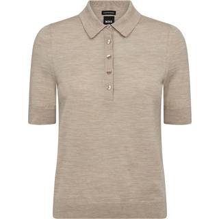 Polosweater i merinould med en stolpelukning med fem knapper