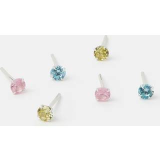 Accessorize Accessorize Silver Tone 3 Pack Sterling Diamanté Stud Earrings