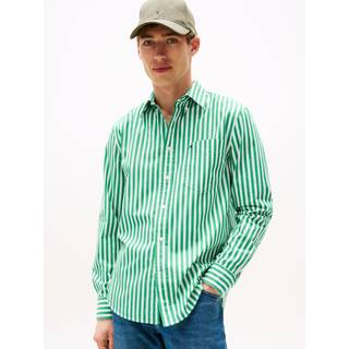 Tommy Hilfiger Tommy Hilfiger Green Regular Fit Flex Stripe Shirt - medium