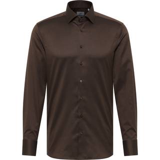 SLIM FIT Shirt in dark brown plain
