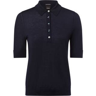 Polosweater i merinould med en stolpelukning med fem knapper