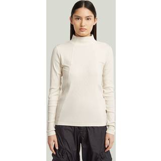 A-Line Slim Rib Mock T-Shirt - White - Women