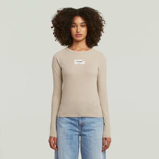 Embro Patch Slim T-Shirt - Beige - Women