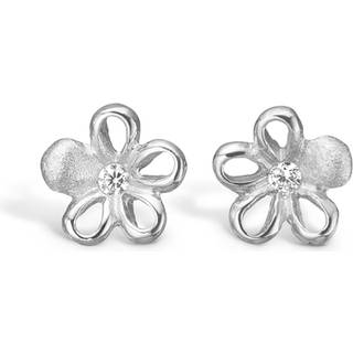 Blossom blomster ørestikker i sølv med cubic zirkonia