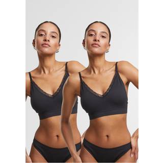 Urban Classics BH - Dame Polstret Ribbet Bh (2-pak) - S till L - Damer - sort