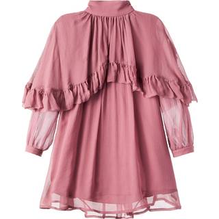 ChloÃ© Kids Ruffled caped silk dress - purple - Y 14