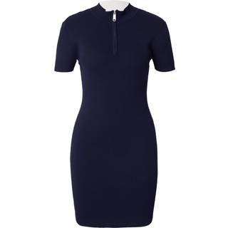 Quarter Zip Slim Mini Dress - Blue - XXL