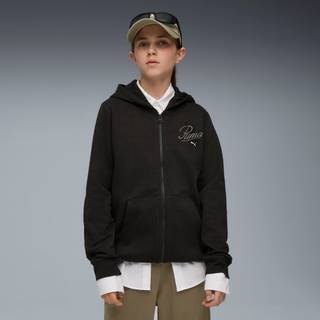 PUMA Essentials Script Full-Zip Hoodie Youth, Kids, Black, 9-10Y - Black - 9-10Y
