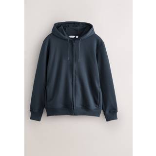 Next Navy Blue Cotton Rich Heavyweight Jersey Zip-Up Hoodie