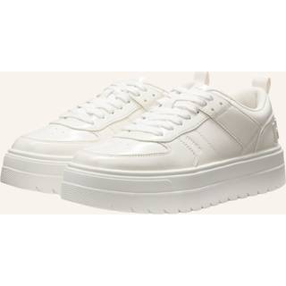 Sneakers med plateau i patenteret, imiteret læder