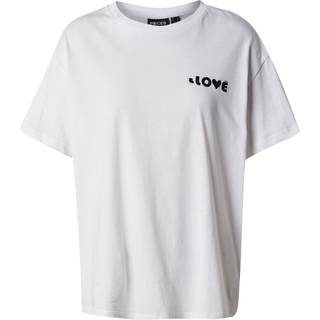 PIECES DAME T-SHIRT PCJINDLE - Bright White Black Love - XS