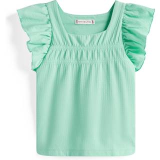 Textured Ruffle Sleeve Slim Top