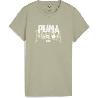 PUMA Graphic Varsity Tee Women, Clothing, Lux Army, L - Lux Army - L
